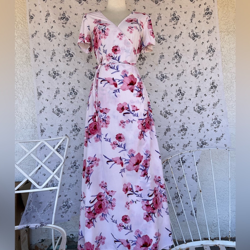 Pink flower wrapped dress
